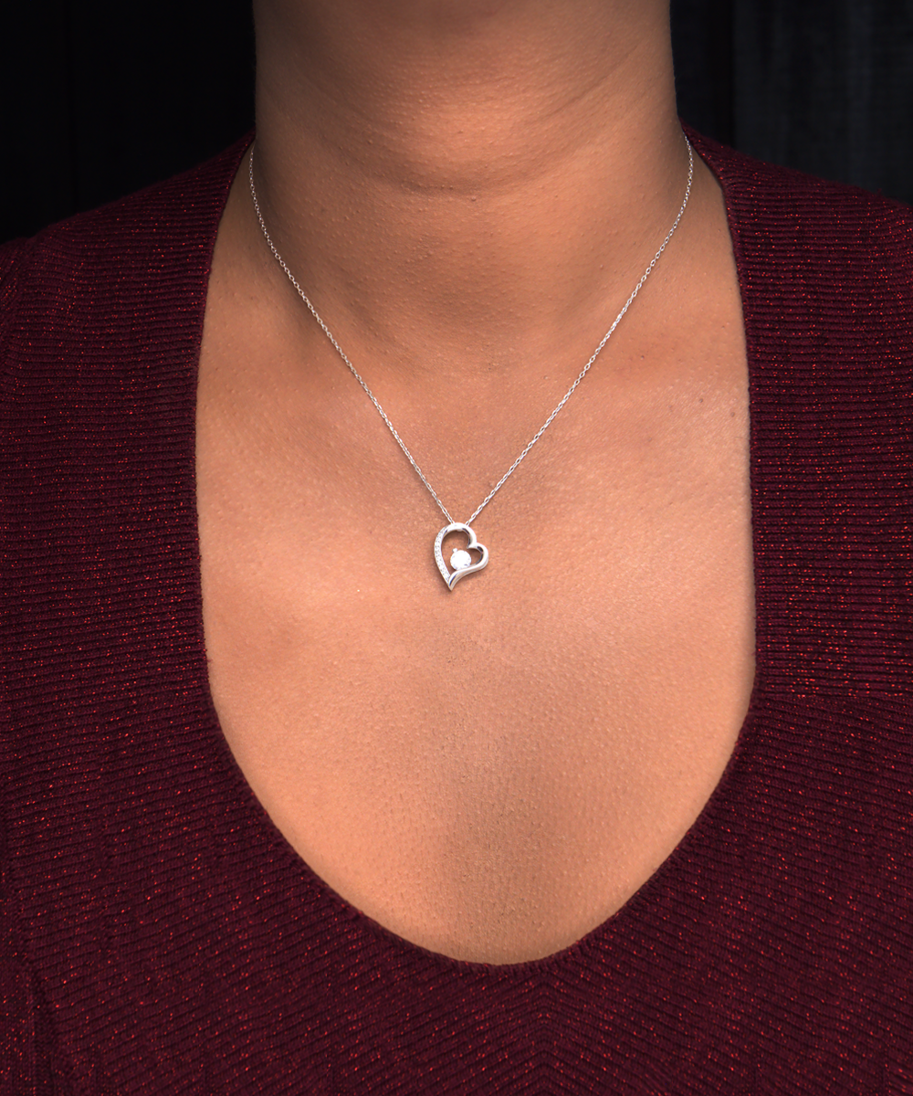 Solitary Cystal Necklace - Heart Necklace with Cubic Zirconia for Wife